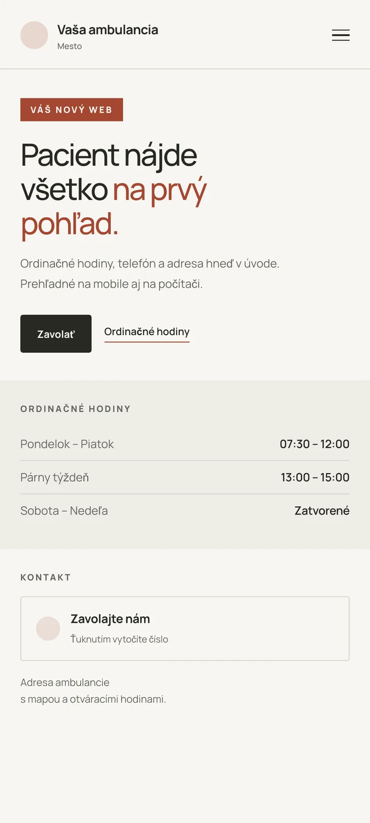 Ukážka nového webu ambulancie s označením „Váš nový web“